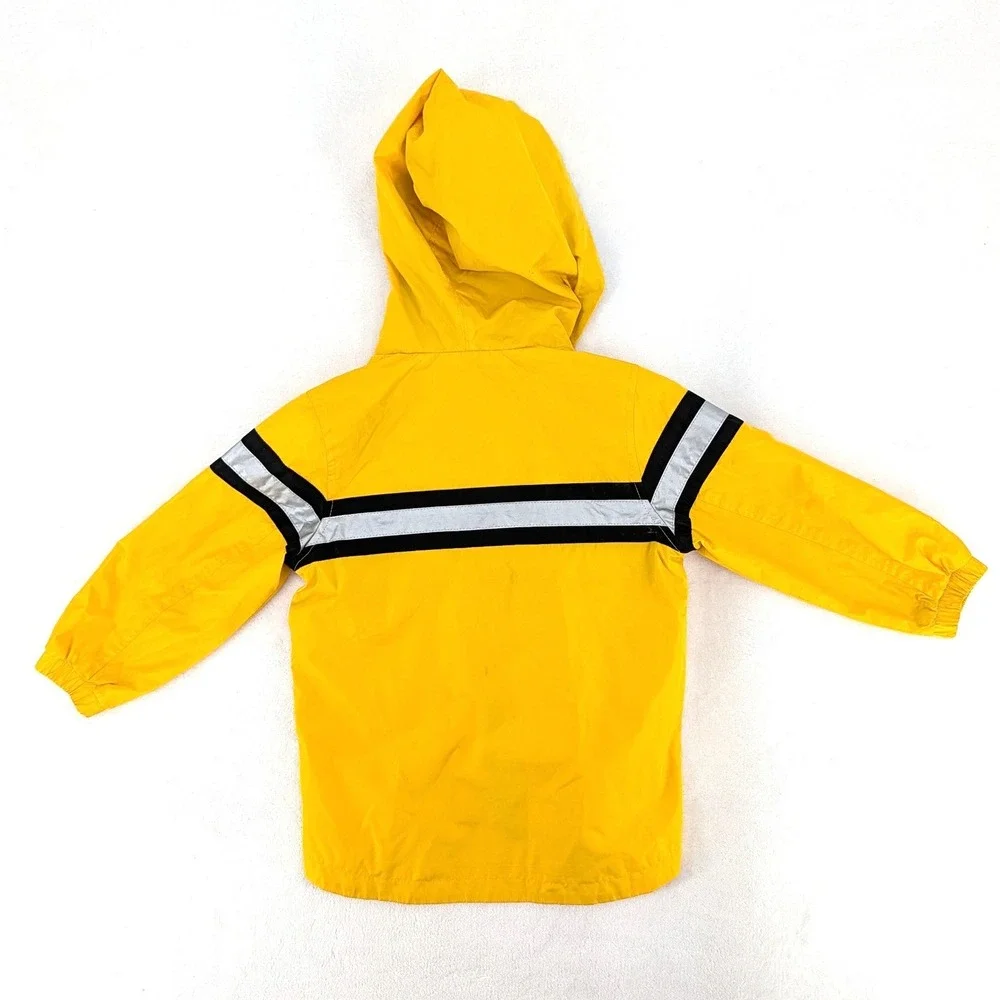 Carter's Firefighter Raincoat Yellow Reflective Striped Hooded‎ Jacket Size 5-6